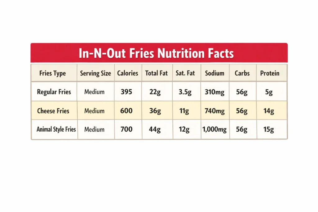 how many calories in in n out fries